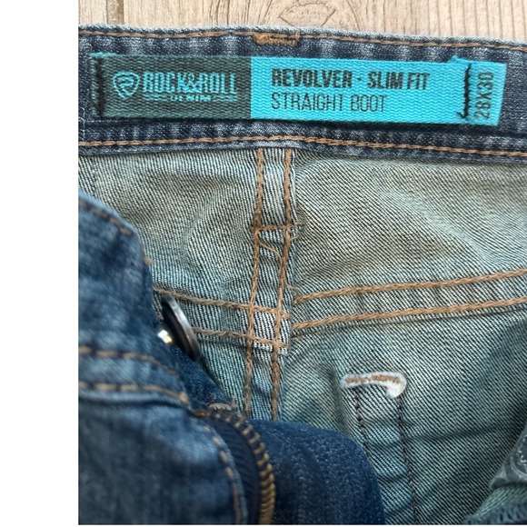 Rock & Roll Revolver Jeans Mens 28x30 Blue SLIM Straight Leg Denim - Picture 4 of 12